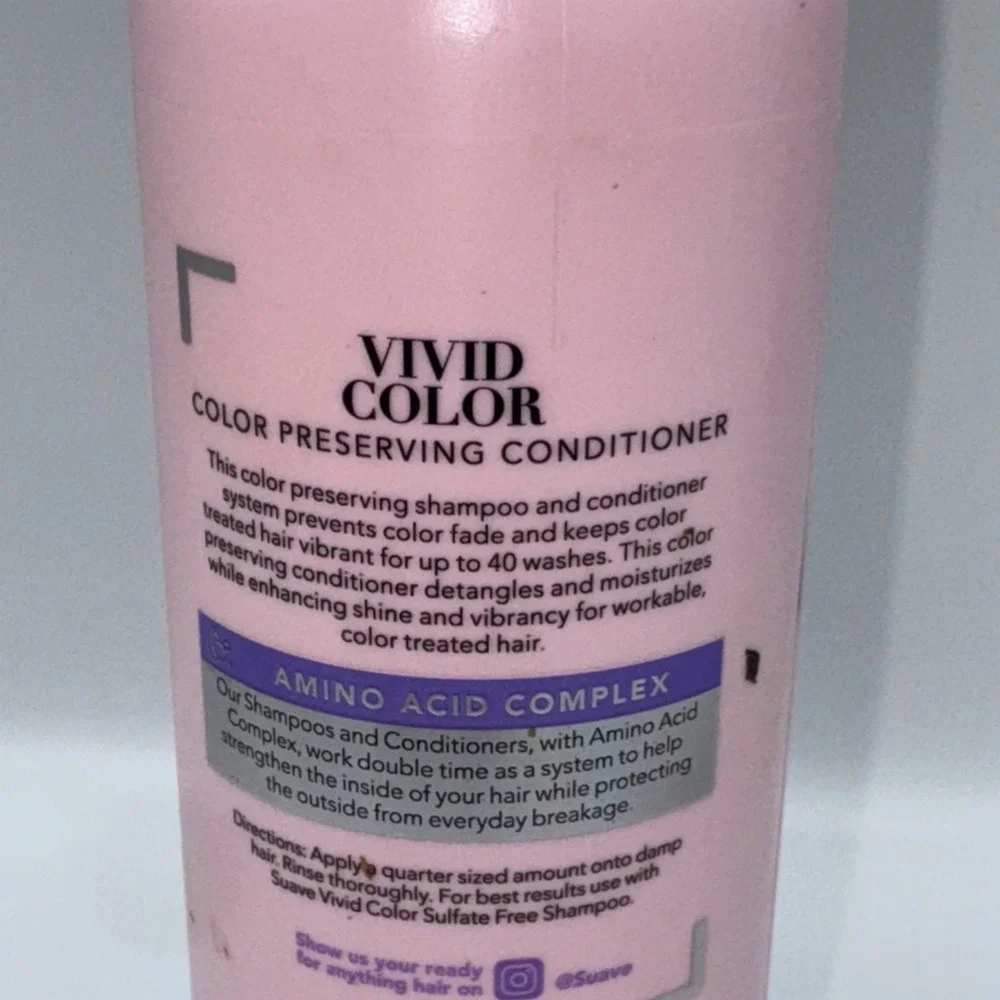 Suave Vivid Color Shampoo & Conditioner Sulfate Free & Amino Acid Complex Pink
